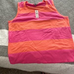 Talbots sleeveless striped pink and orange top large petite